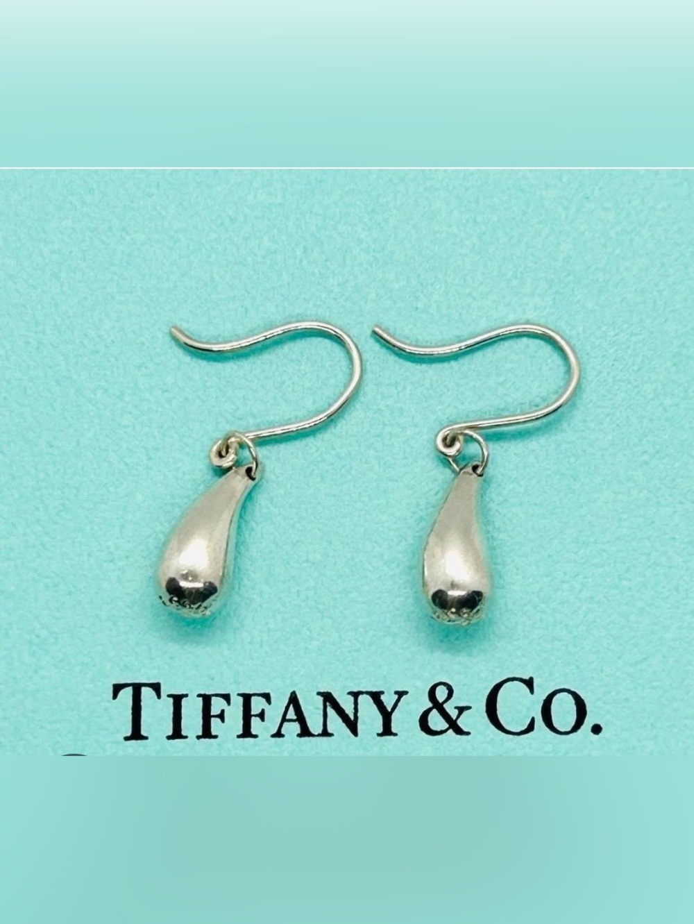 Authentic Tiffany & Co. Elsa Peretti Sterling Silver Teardrop Earrings with Box